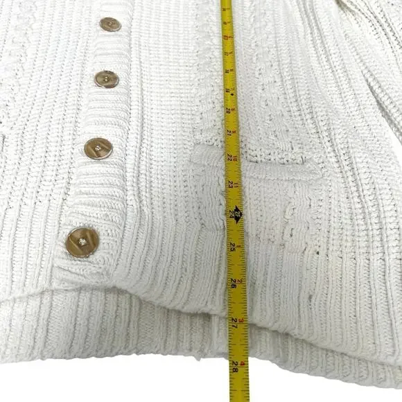 90s Vintage Jacobson's Ivory Knitted Grandpa Cardigan - Picture 7 of 8